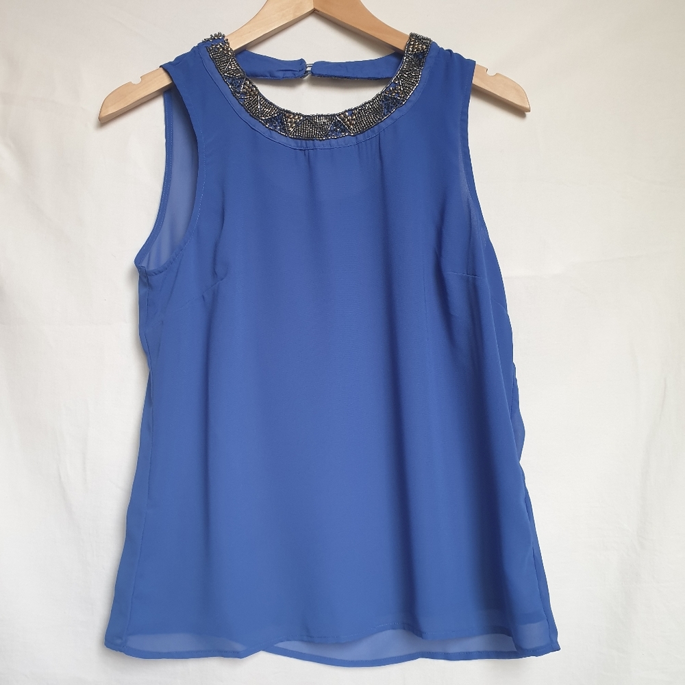 Vera Moda Navy blue embellished Pearl/Rhinesto top